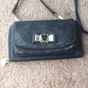 Betsey Johnson black mini purse w/hearts